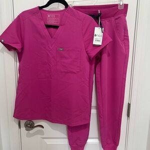 Figs Women's Pink Zamora Jogger Scrub Set Limited Edition
